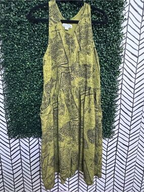 Women's green Graphic Print Sleeveless Midi Dress